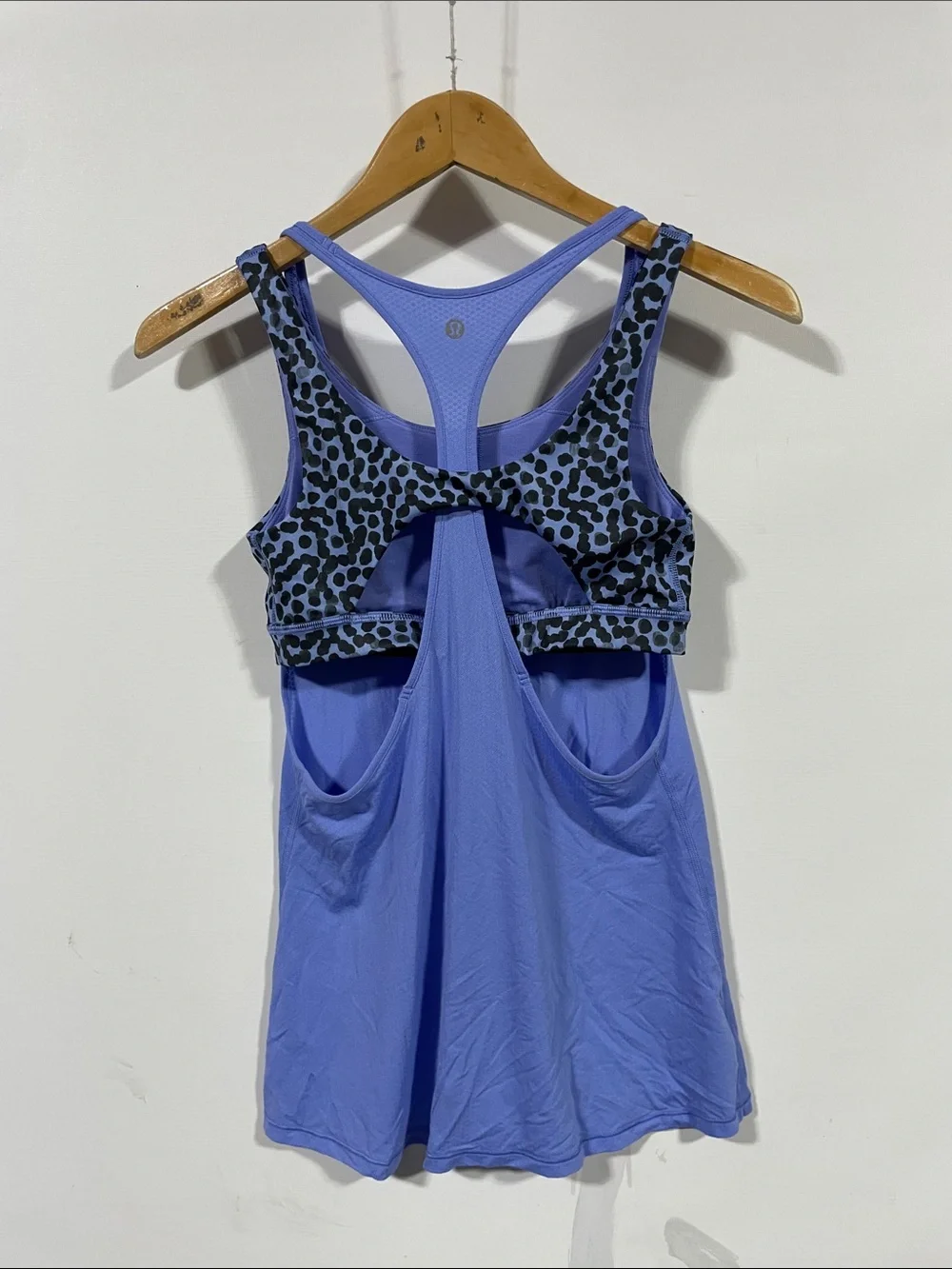 lululemon athletica Purple Tank with Black and Blue Leopard Print Liner